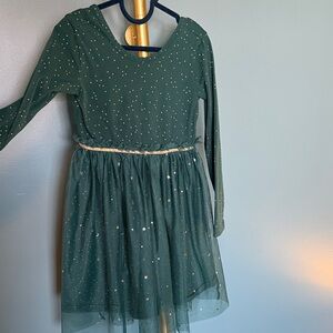 Hanna Andersson Girls Green Starry Tulle Dress